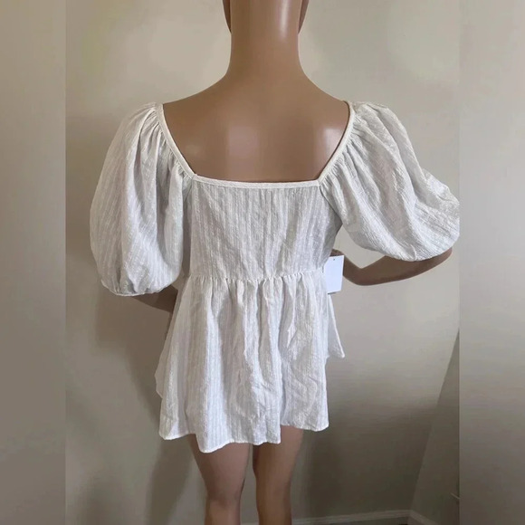 BP Baby doll Swiss dot puff sleeve flare flowy blouse size S NWT - Picture 3 of 5